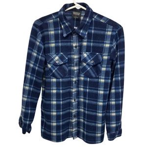 Original Deluxe Fleece Shirt Boys XL Blue Plaid